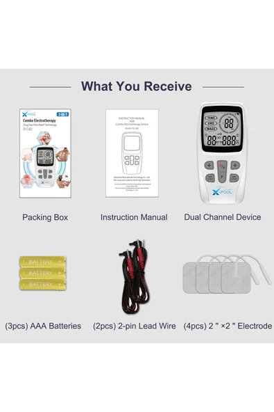 FİZYOPOL X Pool Dijital Portatif Tens Ems Masaj Cihazı, Fonksiyonel Kolay Kullanım 2 Kanal 22 Program - Resim 5