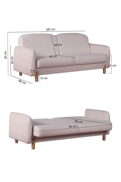 Kilim Mobilya Bohem'S Koltuk Üç Kişilik Koltuk Gri - Resim 12