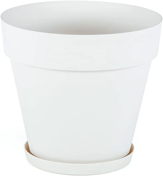 76 Litre 55x50,5cm Mat Kırık Beyaz Tabaklı Izgaralı Dekoratif Plastik Saksı Yalı No8 - 3