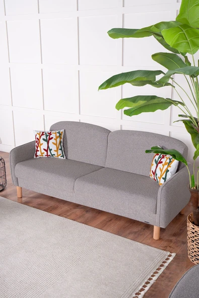 Kilim Mobilya Bohem'S Koltuk Üç Kişilik Koltuk Açık Gri - Resim 7