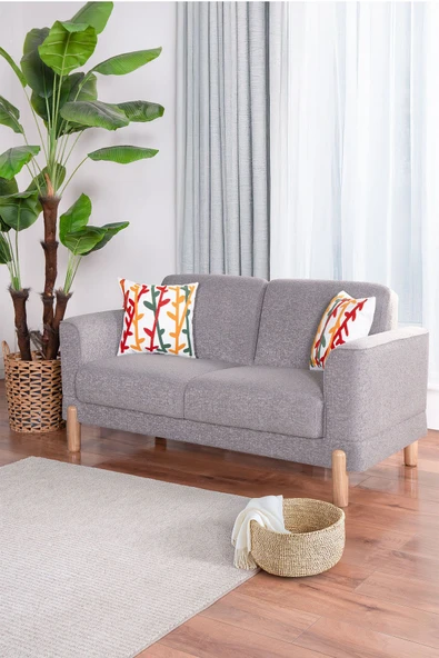 Kilim Mobilya Bohera Bohem Koltuk Iki Kişilik Koltuk Açık Gri - Resim 7