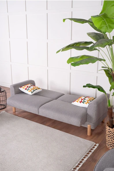 Kilim Mobilya Bohera Bohem Koltuk Takımı 3 3 1 Açık Gri - Resim 11