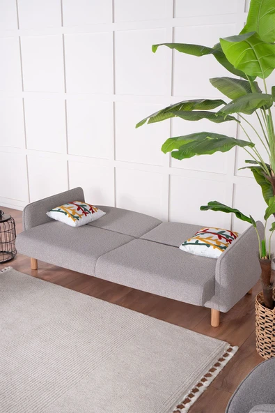 Kilim Mobilya Bohem'S Koltuk Üç Kişilik Koltuk Açık Gri - Resim 3