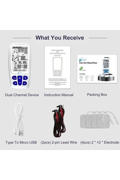 FİZYOPOL X-pool R-c4a 2 Kanal Lı Şarj Edilebilir Bataryalı Dijital Tens,ems, Masaj Cihazı - Resim 7