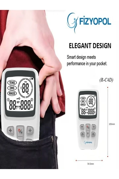 FİZYOPOL Premium,2 Kanallı Fizik Tedavi Tens Cihazı Dijital Portatif Tens, Ems, Masaj Cihazı - Resim 5