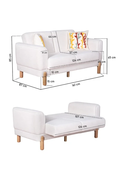 Kilim Mobilya Bohera Bohem Koltuk Iki Kişilik Koltuk Açık Gri - Resim 12