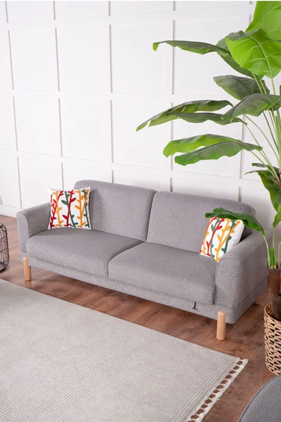 Kilim Mobilya Bohera Bohem Koltuk Üç Kişilik Koltuk Açık Gri ürün görseli