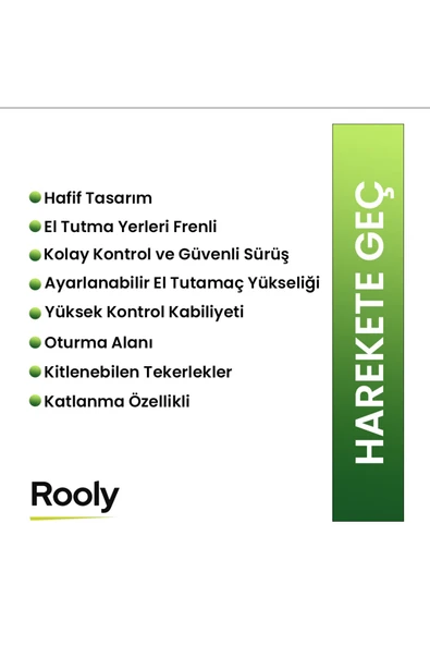 ROOLY Alüminyum Katlanabilir Rollatör Yaşlı Yürüteç 110 Kg Taşıma Kapasiteli | Yerli Üretim | - Resim 2