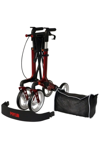 WOODHUB Poylin P888 Ultra Lüks Rolatör Kırmızı - Titanyum Gri - 3