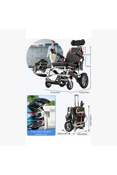 MEDİKALBİRLİK Poylin P206 Hafif Akülü Sandalye Yeni Model Sırt Yatar Akülü - Resim 3