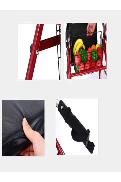 MEDİKALÖZTÜRK Rolatör Tekerlekli Yürüteç Hasta Yaşlı Yürüteçi Oturaklı 4 Tekerli 130 kg Taşıma Kapasiteli - Resim 8