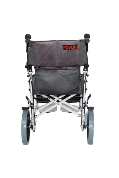 POYLİN P805 Katlanabilir Refakatçi Tekerlekli Sandalye + Ücretsiz Kargo + Ağrı Bandı - 2