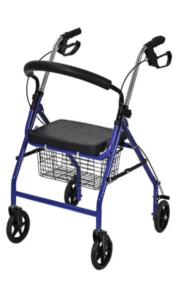 MEDİKALÖZTÜRK Rolatör Tekerlekli Yürüteç Hasta Yaşlı Yürüteçi Oturaklı 4 Tekerli 130 kg Taşıma Kapasiteli - Resim 2