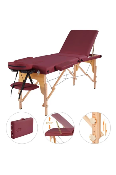 HEDEF MEDİKAL İthal Lüx Ahşap Katlanabilir 3 Parça Çanta Tipi Masaj Masası - 2
