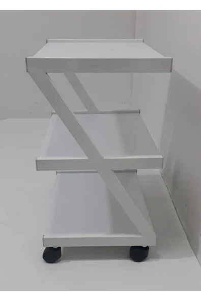 NEXTMED Pansuman Ve Cihaz Taşıma Arabası Z Tipi 3 Raflı Beyaz - Resim 2