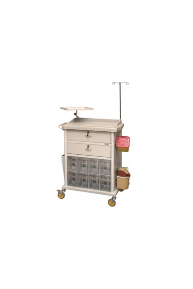 MEDİKALBİRLİK VERA ACİL VE İLAÇ ARABASI 8 GÖZLÜ Cihaz Arabası medikal sehpa ürün görseli 1