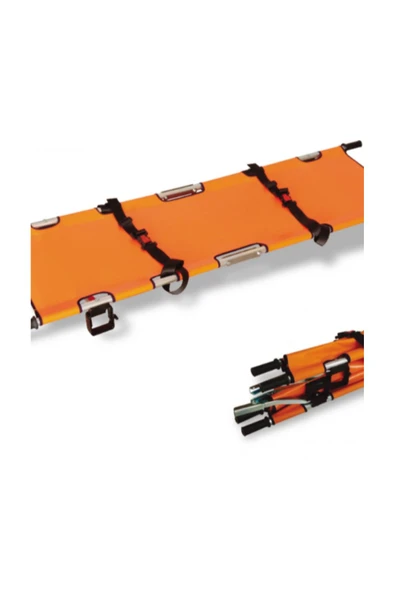 KARAKÖY TEMİN DÖRDE KATLANIR SEDYE HASTA TAŞIMA SEDYESİ POLE SEDYE ürün görseli 1