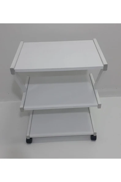 NEXTMED Pansuman Ve Cihaz Taşıma Arabası Z Tipi 3 Raflı Beyaz - Resim 3