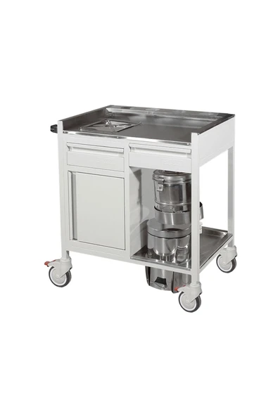 MEDİKALBİRLİK İki Çekmece ve Dolaplı Pansuman Arabası E-254 ürün görseli