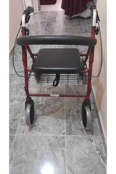 MEDİKALBİRLİK KRAUSTMANN Ekonomik Rolatör Tekerlekli Rollator Yürüteç Hasta Yaşlı Yürüteci Oturaklı frenli 4 teker - Resim 4