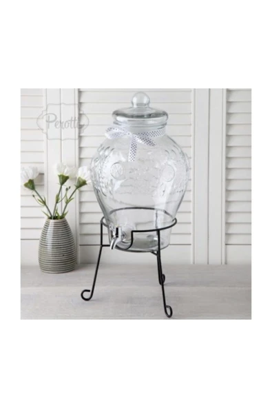 Şerbetlik Musluklu Cam Su Sebili Ayaklı Damacana Şerbetlik 6 Lt. - 2