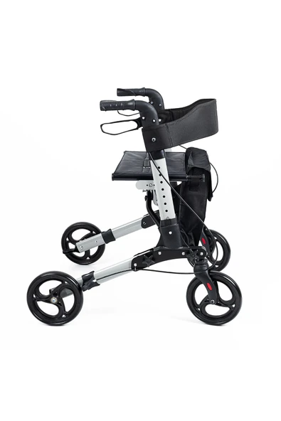 MEDİKALBİRLİK MD-9102 Gri Lüx Alüminyum Rolatör Tekerlekli Yürüteç - Resim 2