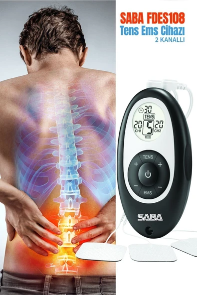 SABA Fdes108 Tens Ems Cihazı 2 Kanallı 4 Pedli Pilli Fizik Tedavi Ve Masaj Stimülatör (4 ADET PED HEDİYE) - Resim 5