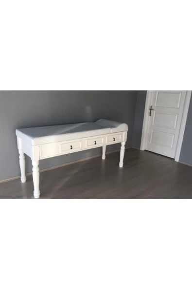 MEDİKALBİRLİK Ahşap Çekmeceli Muayene Masası Beyaz ürün görseli 1