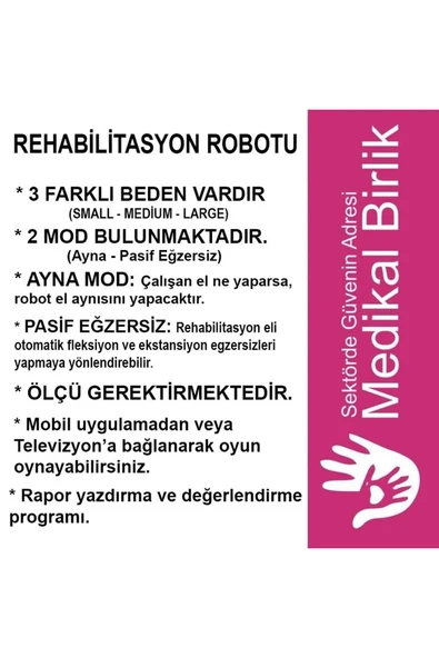 MEDİKALBİRLİK Syrebo Oyunlu El Rehabilitasyon Robotu C11 Çift Eldiven - Resim 4