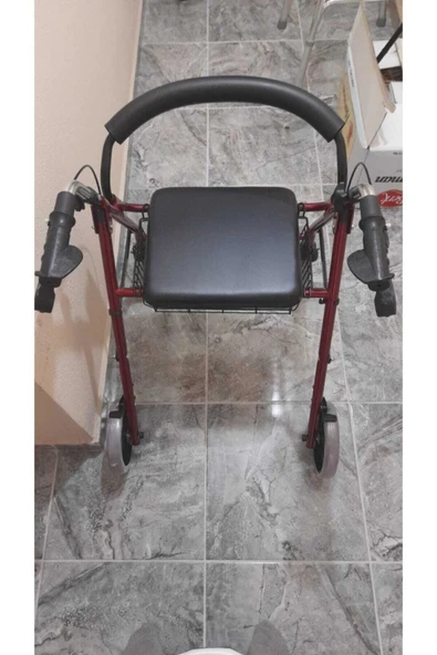 MEDİKALBİRLİK KRAUSTMANN Ekonomik Rolatör Tekerlekli Rollator Yürüteç Hasta Yaşlı Yürüteci Oturaklı frenli 4 teker - Resim 5