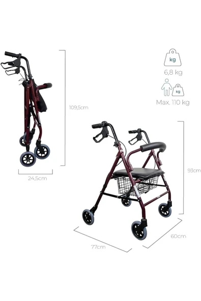 MOBİKLİNİK Mobiclinic, Yaşlılar Için Rollator, Escorial, Bir Avrupa Markası - Resim 2
