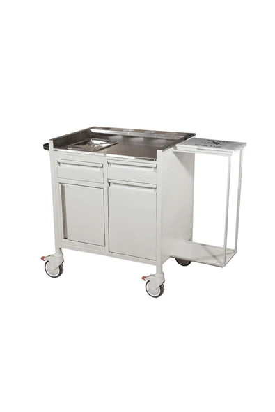 MEDİKALBİRLİK İki Çekmece ve Dolaplı Pansuman Arabası E-254A ürün görseli 1