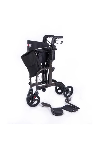 COMFORT PLUS Dm-9124 Lüx Ayak Pedallı Alüminyum Rolatör (hem Rolatör Hem Tekerlekli Sandalye) - Resim 7