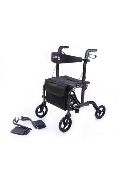 COMFORT PLUS Dm-9124 Lüx Ayak Pedallı Alüminyum Rolatör (hem Rolatör Hem Tekerlekli Sandalye) - Resim 6