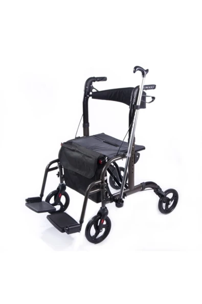 COMFORT PLUS Dm-9124 Lüx Ayak Pedallı Alüminyum Rolatör (hem Rolatör Hem Tekerlekli Sandalye) - Resim 2