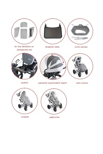MYWAM Mewa Engelli Çocuk Puseti Full Aksesuarlı SİYAH - Resim 8