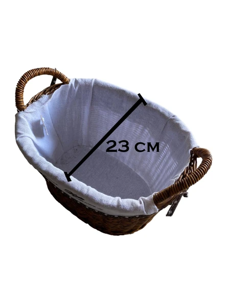 KULPLU OVAL KUMAŞLI SEPET ORTA BOY 28 x 19 x 23 cm - 3