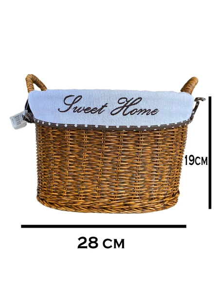 KULPLU OVAL KUMAŞLI SEPET ORTA BOY 28 x 19 x 23 cm - 5