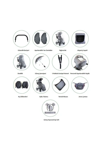 MYWAM Grizzly Engelli Çocuk Puseti Full Aksesuarlı - Resim 6