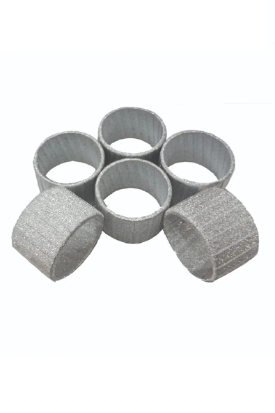 Özel Yapım 6'lı Gümüş Simli Peçete Yüzüğü Masa Dekorasyon Peçete Halkası Gümüş Simli Yüzük