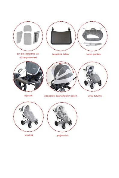 MYWAM Mewa Engelli Çocuk Puseti Full Aksesuarlı - Resim 8