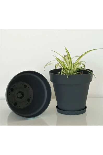 76 Litre 55x50,5cm  Tabaklı Izgaralı Dekoratif Plastik Saksı Yalı No8 - 1
