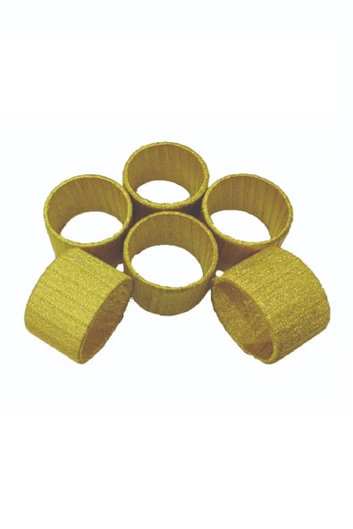 Özel Yapım 6'lı Gold Simli Peçete Yüzüğü Masa Dekorasyon Peçete Halkası Gold Simli Yüzük