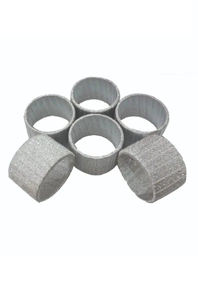 Özel Yapım 6 Adet Gold 6 Adet Gümüş Renk Simli Masa Dekorasyon Peçete Yüzüğü Peçete Halkası - 2