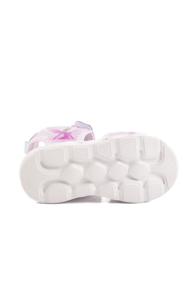 Aspor Lila Cırtlı Işıklı Kız Bebek Düz Sandalet - 5