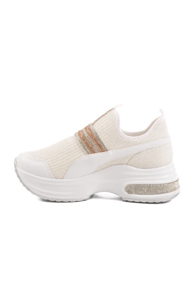 Aspor Beyaz Taşlı Kadın Sneaker - Resim 2