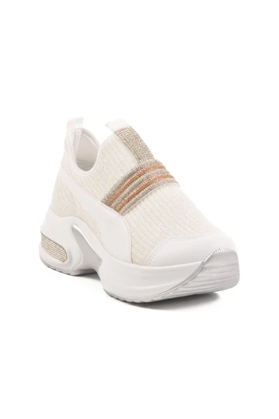 Aspor Beyaz Taşlı Kadın Sneaker - Resim 3