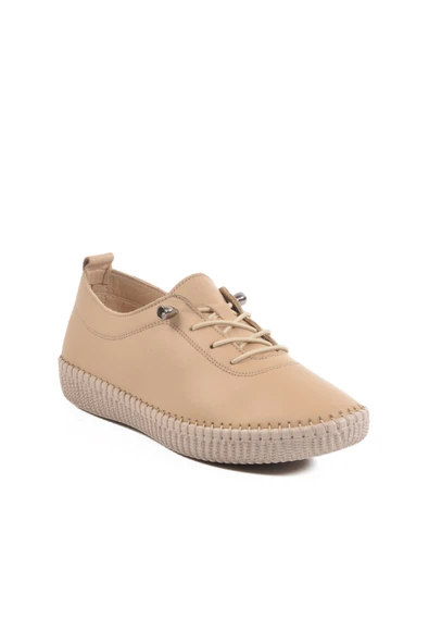 Voyager Krem Hakiki Deri Anatomik Kadın Casual Ayakkabı - Resim 3