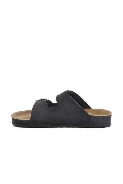 Aspor Siyah Çift Tokalı Anatomik Kadın Düz Terlik - 2