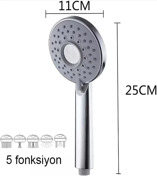 Euromix 5 Fonksiyonlu Ekvador Duş Başlığı - Resim 2
